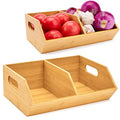 2 Set Bamboo Storage Bin, Pantry Organization and Storage Baskets, Kitchen Organization, Potato and Onion Storage Bin - Ideal for Pantry, Countertop, and Vegetable Storage