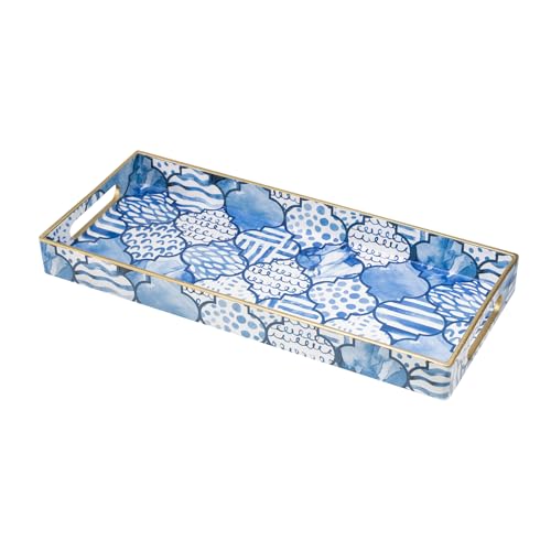 MAONAME Plastic Vanity Tray, Bathroom Counter Tray, Decorative Trays with Handles, Storage Dresser Trays Organizer for Toilet Tank, Jewelry, Makeup, 13.8" x 6" x 1.57" - color: Bohemian-1