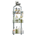 Orimade Adjustable Anti-slip Shower Caddy Overhead, Rustproof Hanging Shower Organizer With 2 Razor Hooks - No Drilling, 3-Tier Shelves, Silver Grey - color: Silver Grey