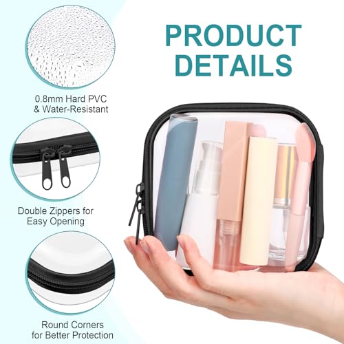Sanwuta 6 Pcs Clear Hard Zipper Case Plastic Zipper Pouches Transparent Makeup Bag Pencil Case Pouches Toiletry Diaper Bag for Travel Toy Storage Organizer Bins(Black,5 x 5 x 2 Inch) - color: Black, size: 5 x 5 x 2 Inch