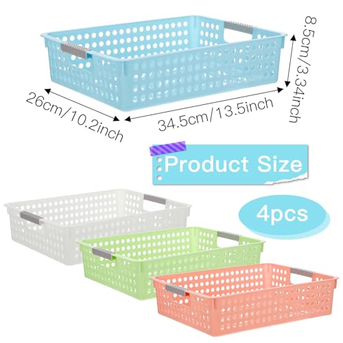 4 Pack Paper Tray Organizer,4A Paper Tray Durable Desk Storage Bins,Stackable School Supply Holder, Student Paper, Office Organizer & Teacher's Document Sorter (13.58" L x 10.23" W x 3.34" H)
