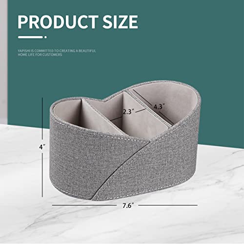 PU Leather Remote Control Holder with 3 Compartments, Modern Design Desk Accessories Workspace Organizer for Office/School/Home, Modern Nightstand Caddy Organizer for Makeup/Vanity/Stationery,Grey - color: Grey