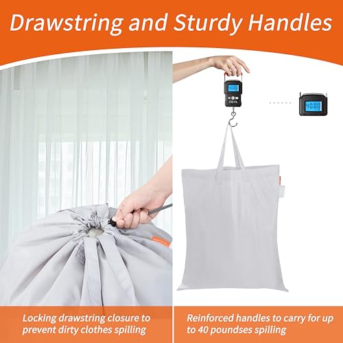 Polecasa Extra Heavy-Duty Laundry Bag 21x24”- Machine Washable Small Storage Bag with Reinforced Handles & Drawstring Closure & ID Tag for College Dorm Travel -Silver - color: Silver, size: 21" x 24" | 1 Pack