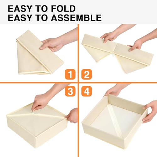 DIMJ Drawer Organizer Clothes 6 Pack - Foldable Baby Organizers and Storage & Dresser Organizer for Bedroom, Closet - Nursery Organization Dresser Dividers for underwear, Sock,Bra, Belt, Tie, Beige - color: Beige, size: 6 Pack