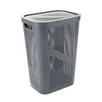 Mind Reader Slim Laundry Hamper with Lid, 60L Clothes Basket, Ventilated Plastic, Gray - color: Gray, size: Single