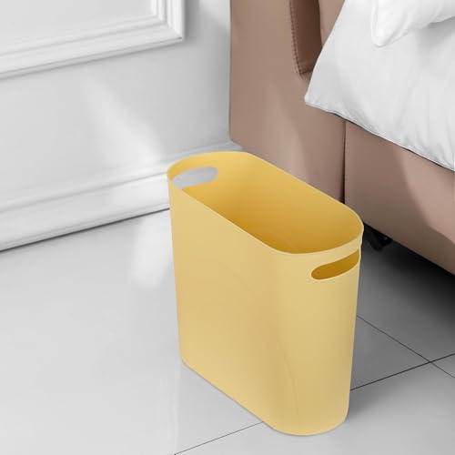rejomiik Small Trash Can, 3.5 Gallon Slim Garbage Can Plastic Waste Basket with Handles Container Bin for Narrow Spaces Bathroom, Bedroom, Kitchen, Office at Home, Yellow - color: Yellow, size: 1 pack