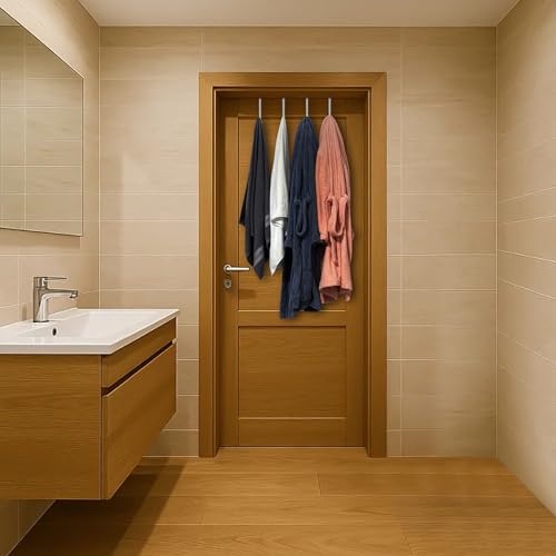 Mars-Rock Over the Door Hooks 4Pcs L=5.5" Fit 1 3/8" Door Steel with White Rubber Coating Hanging Towel Robe Clothing Hanger for Bathroom Room Wreath Ironing Board Holder Cute Thin Single Heavy Duty - color: B: WT 5.5" fit 0.5" to 1 3/8" door 4pcs