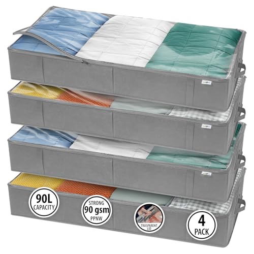 StorageExpert Closet Organizers and Storage - Maximize Space with Under Bed Storage Containers & Clothes Storage - Ideal Closet Organizer, Toy Storage Organizer & Underbed Storage (Grey, 4 Pack) - color: Grey, size: 4 Pack
