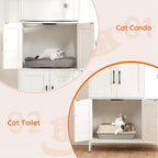 HOOBRO Litter Box Enclosure, Litter Box Furniture with Storage, 2-in-1 Hidden Cat Furniture with Shelf, 2 Dangling Plush Balls and 1 Toy Ball, Large Wooden Cat Washroom, White WT78MW01 - color: White