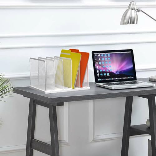 Kuntine.B Desk File Organizer Upright Mesh Desktop Organizer File Sorter Office Organization File Holder for Home, Office & Classroom (White, 1 Pack 5-Section) - color: White, size: 1 Pack 5-Section
