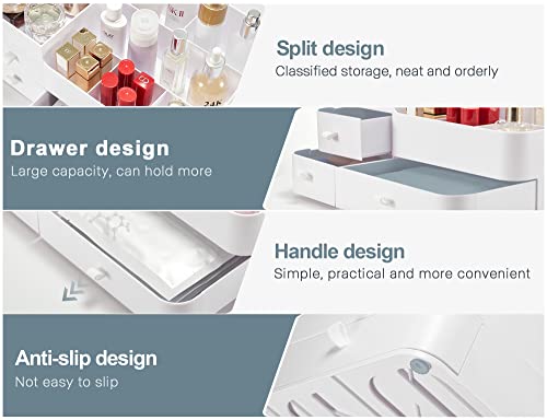 Makeup Organizer Tween Girls Gifts,Large Capacity Bathroom Organizer and Storage with Drawers Trendy Stuff ,Vanity,Bathroom Countertop,Bedroom Storage for Skincare,Cosmetics,Perfume,Brushes,Eyeshadow - color: white