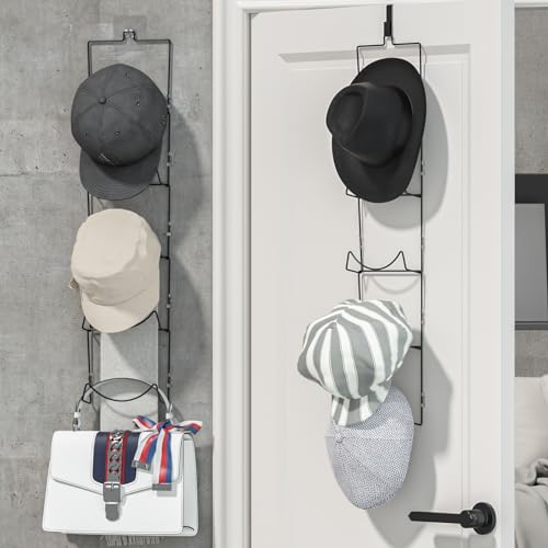 LINFIDITE 10 Pack Hat Rack Hanger Holder Organizer Flexible Multi Hook Wall Mounted Over Door Baseball Cap Display Storage Rack Cap Holder, Closet HangingStorage Rack w Hanging Hook Black - color: 10pcs Black, size: Square Ring