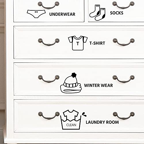 Clothing Decals Stickers Boys Girls Clothing Sort Drawer Labels Removable Clothes Storage Classification Label Organizing Stickers for Wardrobe Closet Drawer Organizer Organizing Sorting Box Decor