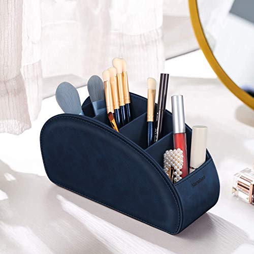 Remote Control Holder with 5 Compartments, KENOBEE Anti-slip Desktop Caddy Storage Organizer for Remote Controllers, Office Supplies, Makeup Brush, Media Accessories, Blue - color: Blue, size: Small