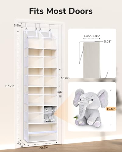ULG Over the Door Organizer, 6-Tier Hanging Storage with Clear Windows, 19 Pockets for Closet,Bathroom & Nursery Door Organizer - color: Beige, size: 1 Pack-Extra Large 6 Tier