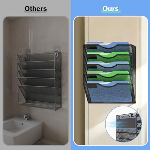 Kuntine.B Wall File Organizer Office Hanging Magazine Holder Wall File Organizer for Office Home (Black, 5 Tier Magnetic) - color: Black, size: 5 Tier Magnetic