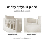 No Tuck Armchair Caddy with Matching Pin Fasteners - 19 x 24 Inches - No Tucking, No Slipping - Armrest Organizer for Recliner and Couch (Beige) - color: Beige