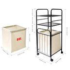 Rolling Storage Cart with Laundry Hamper, 3-Tier Rolling Utility Cart, Removable Laundry Basket - Metal Storage Organizer with Lockable Wheels for Bathroom - 80L, 14.4" x 13.8" x 39.7"