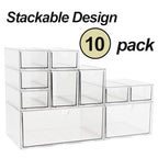 Acrylic Makeup Organizer, 10 Drawers Clear Storage Organizer Desktop Stackable Storage Drawers, Plastic Organizer Bins for Makeup, Stationery, Cosmetics, Vanity, Bathroom,Cabinet,Pantry Office Desk - style: 10 Drawers