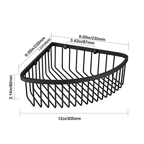 Bathroom Shower Caddy Corner Shelf Basket, Ultra Sturdy Rust-Proof Stainless Steel Shelf Organizer, Wall Mounted Storage Rack, Matte Black - color: Black, size: 90° Corner (1 Pack)