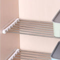 Closet Tension Shelf DIY Divider Metal Expandable Rod Adjustable Closet Shelves Organizer Scalable Layered Separators for Cabinet Storage Locker Clothes (16.5'' Wide,29.5''-51.2'' Long) - size: 29.5''-51.2'' Long