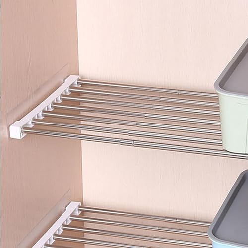 Closet Tension Shelf DIY Divider Metal Expandable Rod Adjustable Closet Shelves Organizer Scalable Layered Separators for Cabinet Storage Locker Clothes (16.5'' Wide,13.8''-23.6'' Long) - size: 13.8''-23.6'' Long