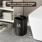 CEROELDA Small Bathroom Trash Can, 2.6 Gallon Slim Mini Garbage Can Small Trash Bin Plastic Waste Basket for Dorm Room, Bedroom, Office, Toilet (Black) - color: 1 Pack-No Lid-Black