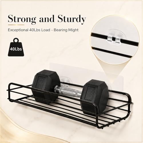 16 Pcs Shower Caddy Adhesive Replacement, Strong Shower Shelf Adhesive,WaterProof Showers Adhesives Strip, Ad-hesive Hook for Showers, No Drilling for Bathroom Storage Shelve and Kitchen Rack - color: 16pcs Transparent