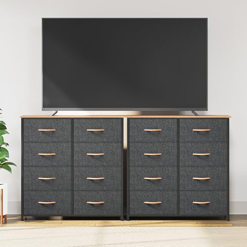 YITAHOME Fabric Dresser with 8 Drawers - Tall Storage Dresser, Chest of Drawers for Closet, Living Room, Hallway, Closets - Sturdy Steel Frame, Wooden Top & Easy Pull Fabric Bins - color: C-dark Grey, style: 8-Drawer