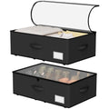 Under Bed Storage with Wheels,Under Bed Shoe Storage Organizers,Underbed Storage Bins,Rolling Under the Bed Storage Containers for Shoes Clothes in Dorm Bedroom,2 Pack（Black）