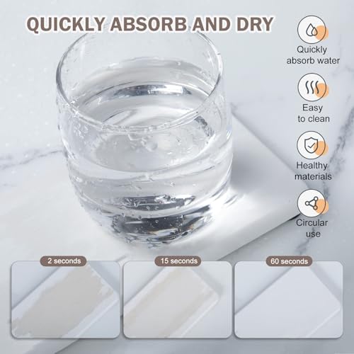 4PCS Water Absorbing Stone Tray for Sink, Fast Drying Stone Sink Tray, Water Absorbent Diatomite Trays, Diatomaceous Coaster, Stones Drying Trays for Bathroom Sinks and Kitchen Counter - color: White