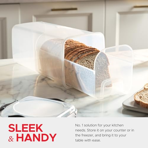 Tafura Bread Storage Container - 2 Pack BPA Free Plastic Bread Box with Ingeniously Tray - Airtight Container/Holder for Homemade Loaves and Baked Goods - color: Black - 2 Pack