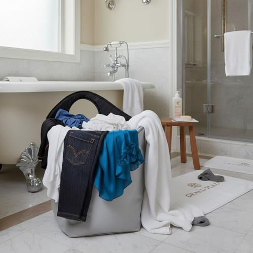Foldable Storage Hamper Bag,Soft Padded Handle, Multi-Purpose Oxford Fabric Laundry Basket, Collapsible Storage Bag for Home, Bedroom, Dormitory, Travel & Outdoor 47L - color: Grey, size: 17"L x 9.5"W x 18"H