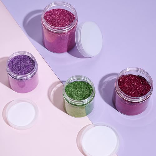 48 Pack 8 OZ Plastic Jars Round Clear Cosmetic Container Jars with Clear Lids, Eternal Moment Plastic Slime Jars for Lotion, Cream, Ointments, Makeup, Eyeshadow, Rhinestone, Samples, Travel Storage - color: Clear Lid, size: 8 Ounce
