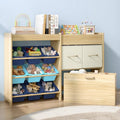 EXPERLAM Toy Storage Organizer for Kids, 9-Bin Toy Organizer with 2-Drawers,Movable Toy Chest and Top Rack, Kids Bookshelf and Toy Storage for Playroom, Bedroom, Nursery, Blue - style: Blue Bins