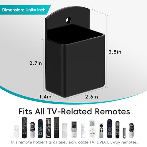 DRQ 2pc Adhesive Remote Control Holder, Wall Mount TV Controller Holder, TV Remote Organizer, Wall Pen Holder Desk Accessories Storage for Home Office School, Black - color: 2PC Black, size: 2 Pack