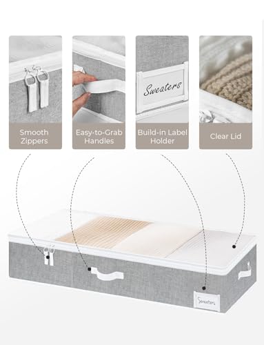 StorageWorks Extra Large Under Bed Storage Containers with Handles and Label Holder, 2 Pack Ultra-thick Fabric Underbed Bins, Closet Organizer for Clothes, Blankets, Sweater - color: Gray, size: Extra Large-without Wheels