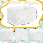 Kathfly Daisy Storage Baskets Plush Faux Fur Jacquard Design Laundry Basket with Handles Waterproof Flower Storage Bins Fabric Shelf Baskets for Organizing Closet Clothes - style: Daisy
