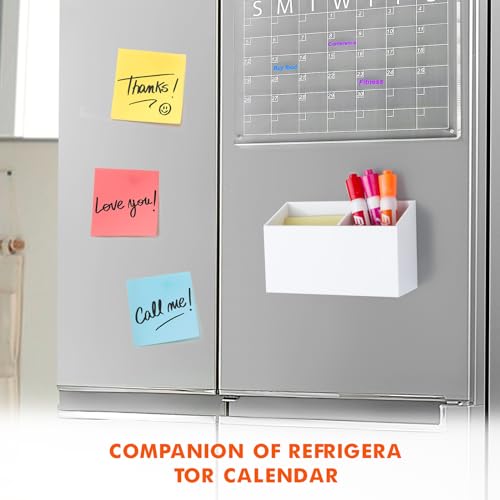BEYGORM Magnetic Dry Erase Marker Holder for Whiteboard,Non-slip Acrylic Magnet Pen Holder for Fridge Refrigerator,Locker Organizer for Work,Locker Accessories,Pencil Cup for Desk(White) - color: White