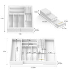 Bamboo Kitchen Drawer Organizer, Expandable Silverware Organizer with Removable Knife Block, 6-8 Slots- Utensil Holder & Cutlery Tray Drawer Dividers, 2.36" Deep for Extra Capacity, White - color: White