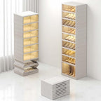Foldable Shoe Rack Organizer for Closet 9 Tier-18 Pairs Stackable Shoe Storage Cabinet, Collapsible Sneaker Shelf with Doors, Shoe Organizer with Lids Large for Living Room, Entryway - size: 9 Tiers 18 Pairs