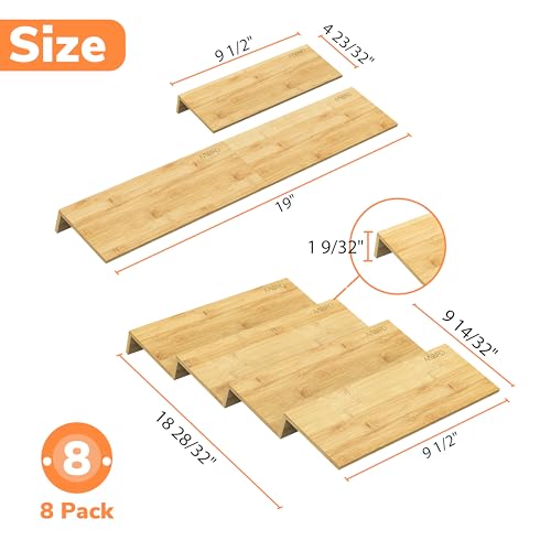AMBIRD Bamboo Spice Drawer Organizer with Non-slip Mat,4 Tier - 2 Set Jar Spice Rack Tray From 9.5''to 19'', Seasoning Organizer for Kitchen,Cabinet,Drawers,Countertop - size: 8 Pcs x 9.5'' W, style: Natural