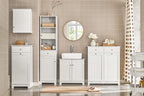 SoBuy Slim Tilt-Out Laundry Hamper Cabinet, Smal Pull-Out Bathroom Storage Unit with Shelf&Drawer, Narrow Hidden Basket Chest Bath Cupboard, White BZR21-W