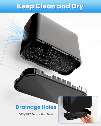 Toothbrush and Toothpaste Holders for Bathrooms Countertop - Detachable 5 Slots Kids Electric Toothbrush Holders Set Wall Mounted with Removable Dividers for Bathroom Decor and Accessories Organizer - color: Black