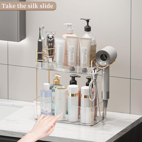 Bathroom Counter Organizer, Large Makeup Organizer Countertop, Shelf Storage, Vanity Tray, Easily Assemble for Bathroom Organizers and Storage, Undersink, Cabinet, 2 Tiers Clear - color: Clear, size: 2 tiers