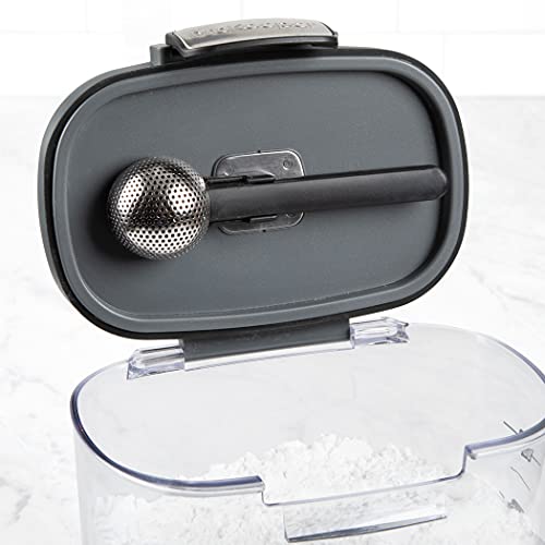 Progressive International ProKeeper+ Clear Plastic Airtight Food Baker's Kitchen Storage Organization Container Canister Set with Magnetic Accessories, 2- Piece Set (Powdered Sugar 1.4-Quart)
