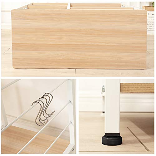 soges Kitchen Standing Baker's Rack, Utility Microwave Oven Stand, Multi-Layers Kitchen Storage Cart Workstation Shelf, Coffee Cart, White Oak - color: White Oak