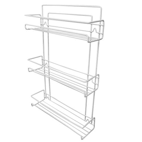 Evelots 3-Tier Spice Rack-Door/Wall Mounted-Sturdy Coated Metal-Up to 18 Bottles - size: 3-Tier, style: Door/Wall Mount