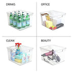 Isaac Jacobs 2-Pack Extra-Large Clear Storage Bins (11.5” L x 14” W x 9” H) w/Cutout Handles, Plastic Organizer for Home, for Kitchen, Fridge, Pantry, BPA Free, Food Safe (2-Pack, Extra-Large) - size: Extra-Large