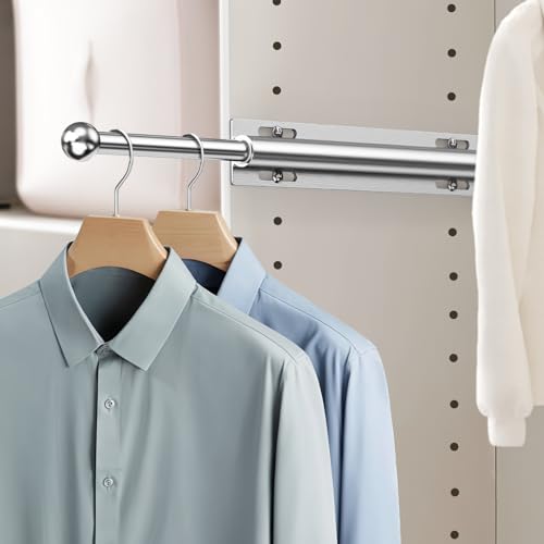 Supforce 2 PACK Valet Rod for Closet Pull Out, Retractable Slide Out Valet Rod Closet Organization, 12" Aluminum Valet Clothing Hanger Rods Perfect for Suits, Freshly Pressed Clothes, Polished Chrome - color: Polished Chrome, size: 12IN 2PACK